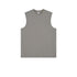 Medium gray sleeveless muscle tee with crew neck displayed flat on white background