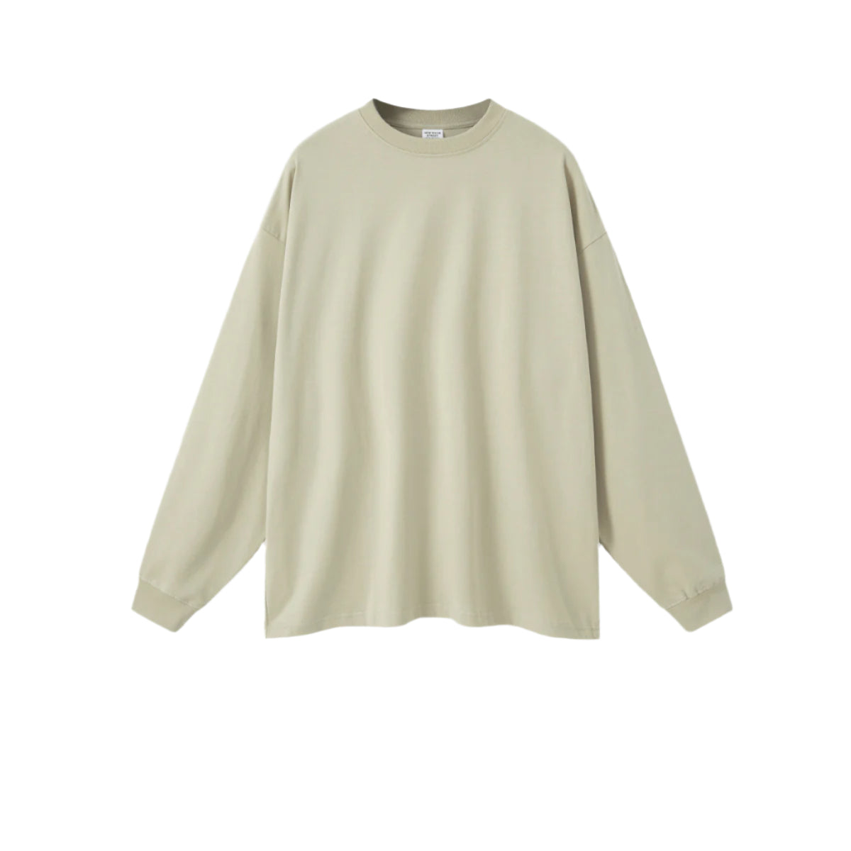 Sand oversized sweatshirt with crew neck on plain background