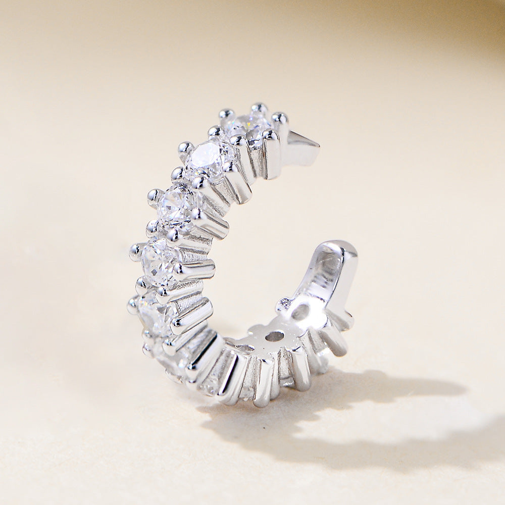 Silver 925 silver C-shaped clip-on ear cuff
