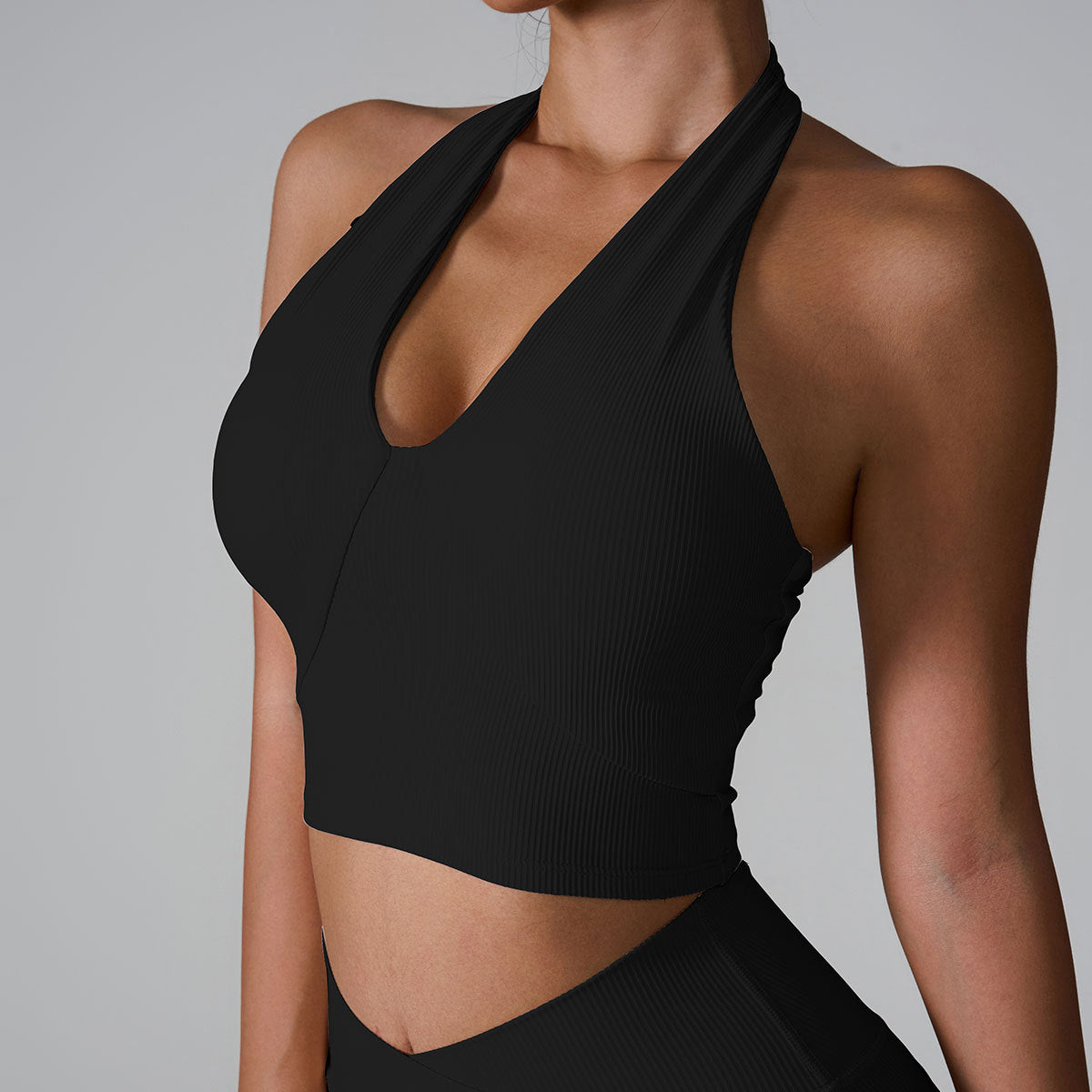 Plunge Halter Activewear Top - Sleek and Supportive Fit