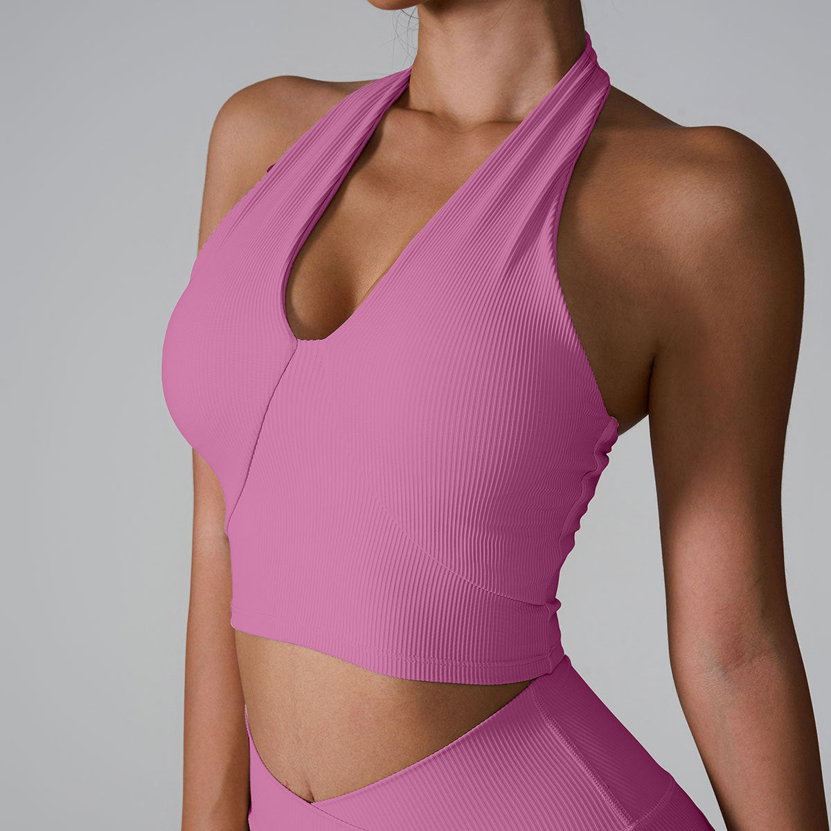 Plunge Halter Activewear Top - Sleek and Supportive Fit