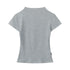 Gray ribbed t-shirt with mock neck, featuring fitted silhouette and premium fabric back view