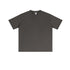 Charcoal gray oversized t-shirt with clean neckline, short sleeves and boxy cut, offering versatile wardrobe essential in premium cotton