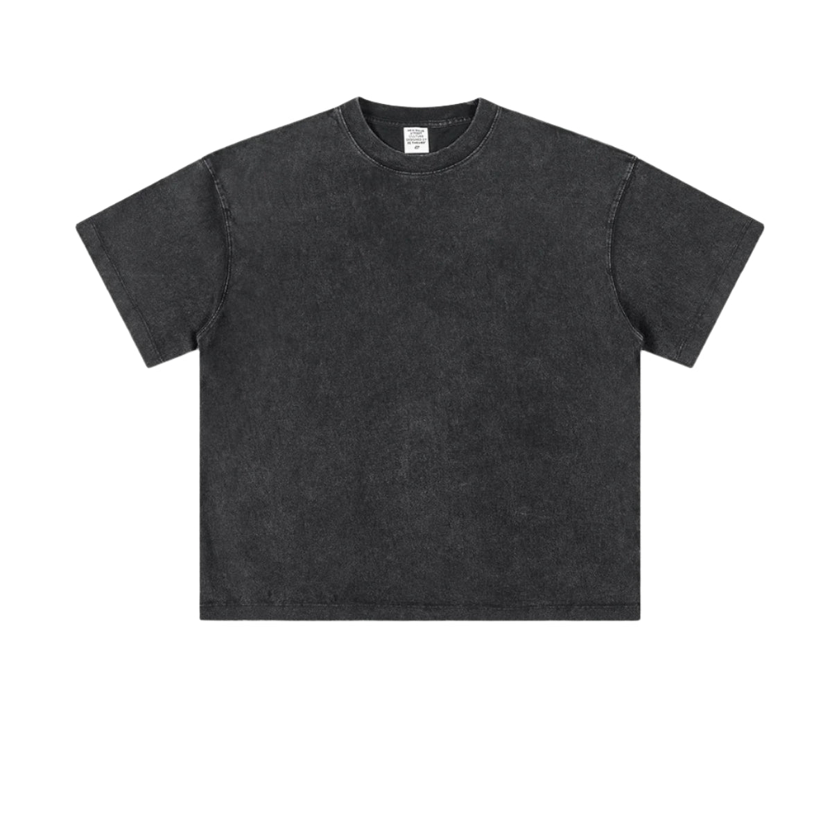 Plain black oversized t-shirt showing relaxed fit and clean silhouette against white background