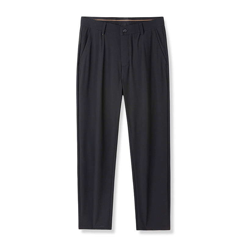 Men's Ice Silk 4-Way Stretch Pants | Lightweight Wrinkle-Free Business Casual Trousers