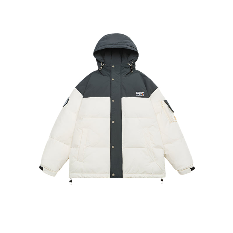 Mountain Logo Two-Tone Puffer Jacket