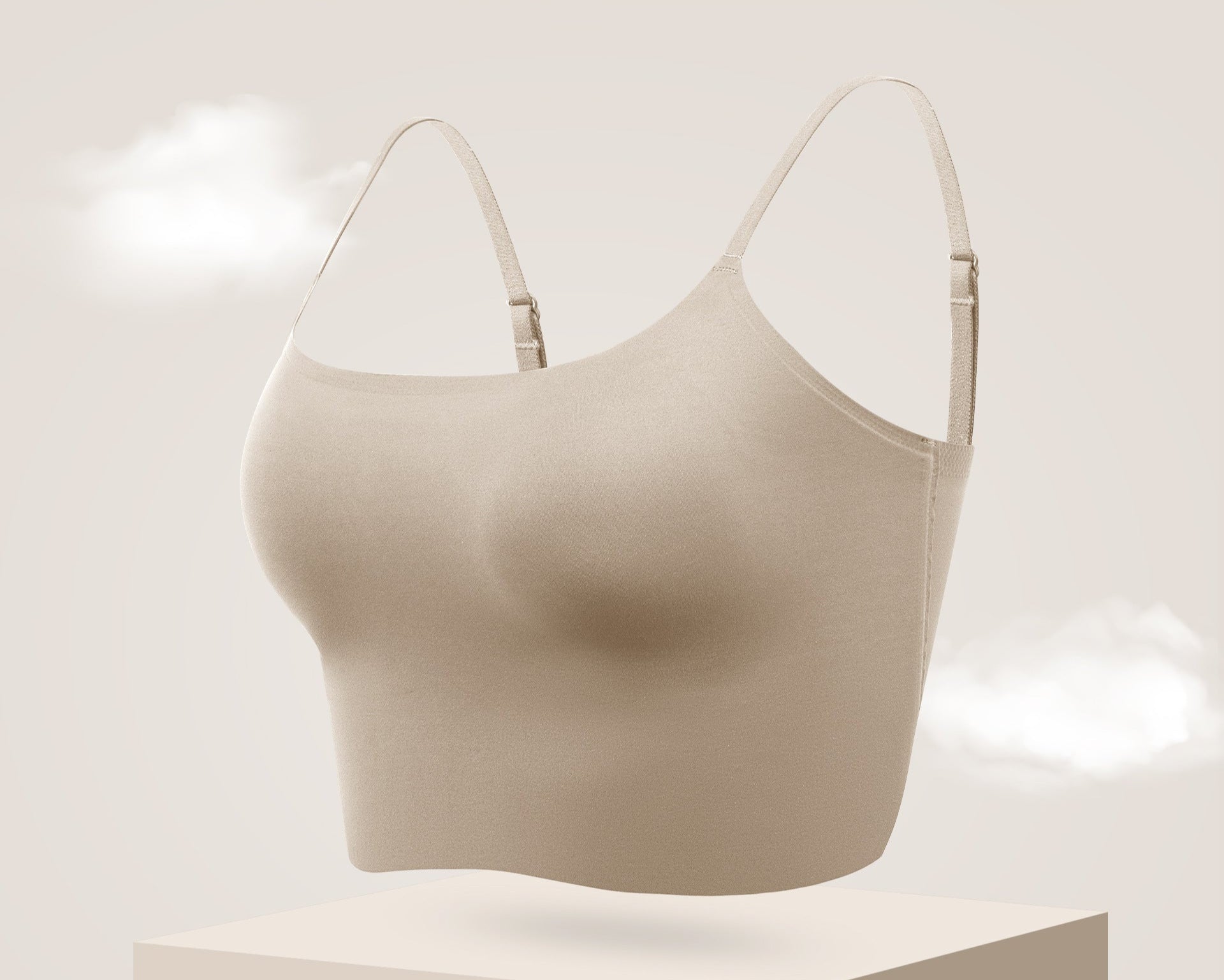 Nude-toned seamless bra with soft, breathable fabric, perfect for an invisible undergarment look.
