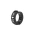 Black stainless steel huggie earring with "I ❤ U" engraving displayed against white background
