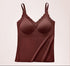 Brick red seamless camisole with built-in bra, designed for a stylish and comfortable fit.