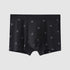 Black men's boxer briefs with subtle crown pattern print, premium microfiber fabric design
