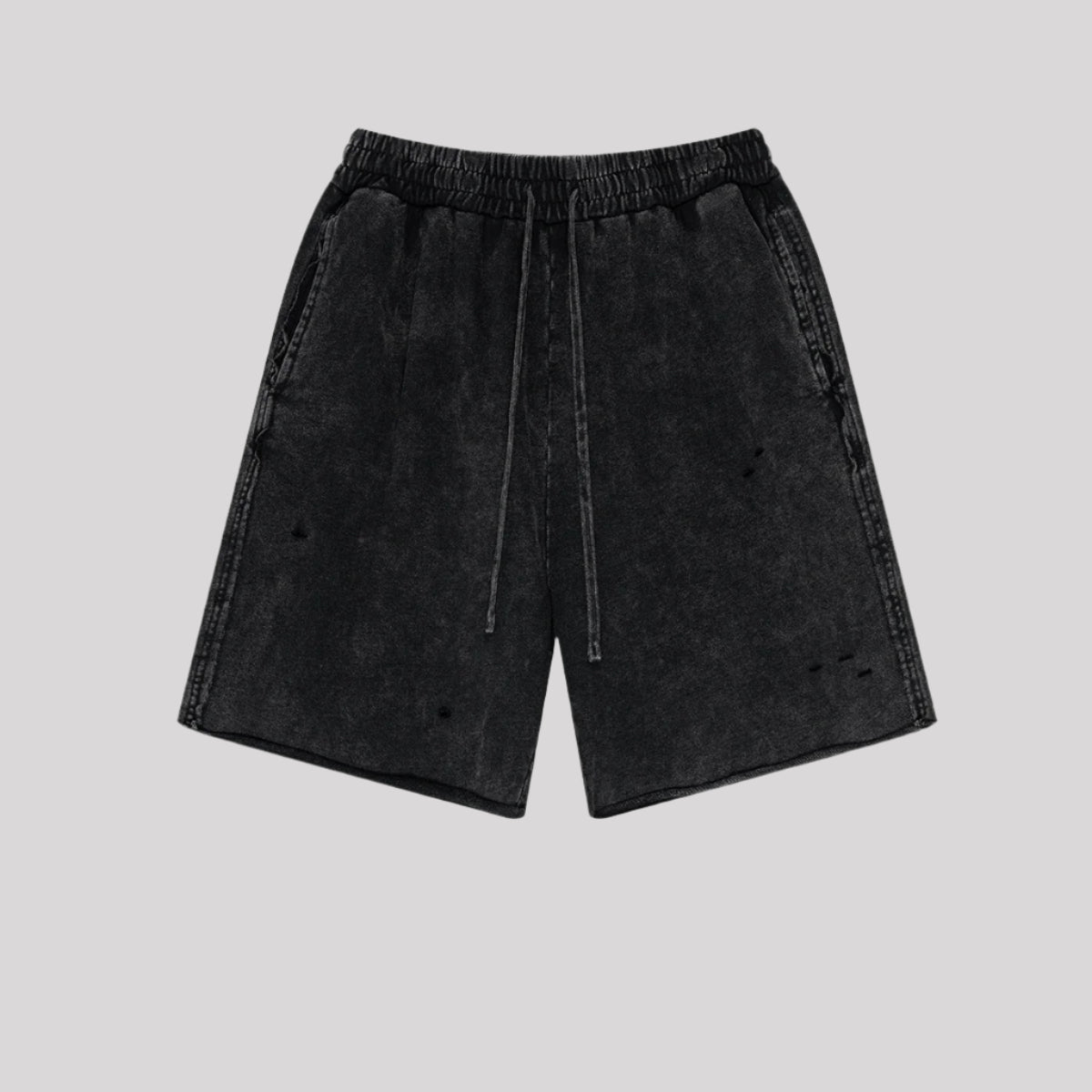 Dune distressed sweatshorts with drawstring waist and worn details