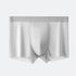 Silver men's boxer briefs with elastic waistband and breathable fabric construction
