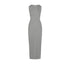 Light gray ribbed sleeveless bodycon maxi dress with a fitted silhouette, laid flat on a neutral backdrop.