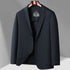 Navy textured blazer by GFJFRIN displayed on wooden hanger with one side folded back to show clean lines and tailoring