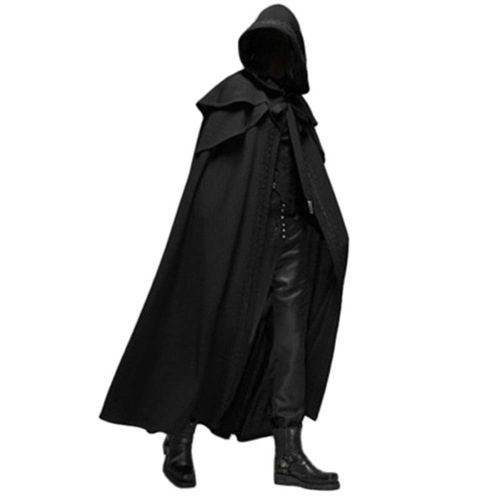 black hooded cloak halloween costume full-length front view