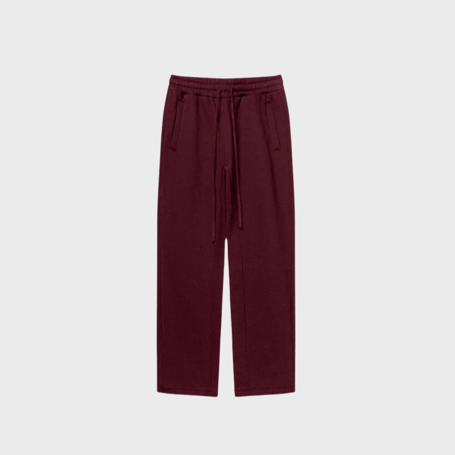 Burgundy drawstring sweatpants in relaxed fit, cozy and casual loungewear