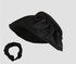 A black sun visor hat with a ruched fabric headband, designed for sun protection and a sporty-chic look.