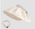  A cream sun visor hat with a matching ruched headband, designed for sun protection and style.
