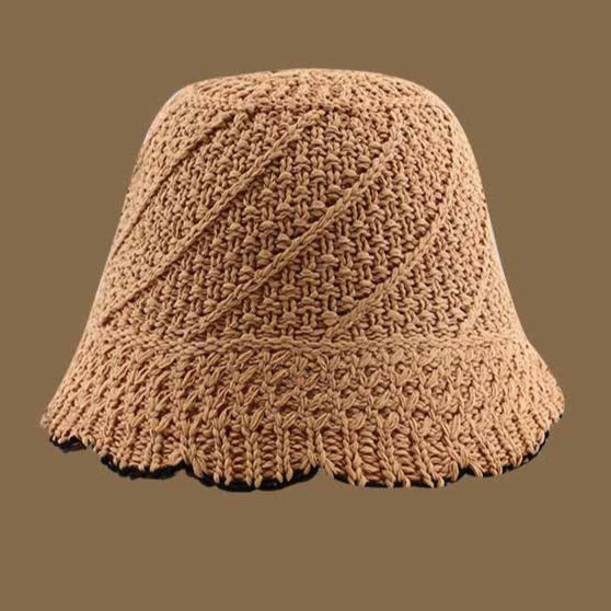 Crochet Straw Bucket Hat | Foldable Summer Sun Hat