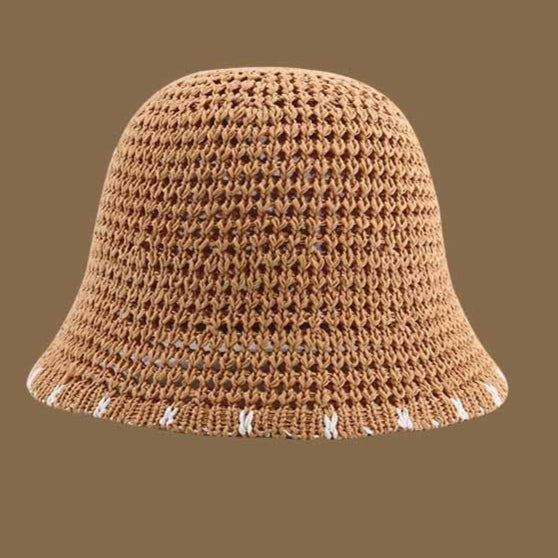 Crochet Straw Bucket Hat | Foldable Summer Sun Hat