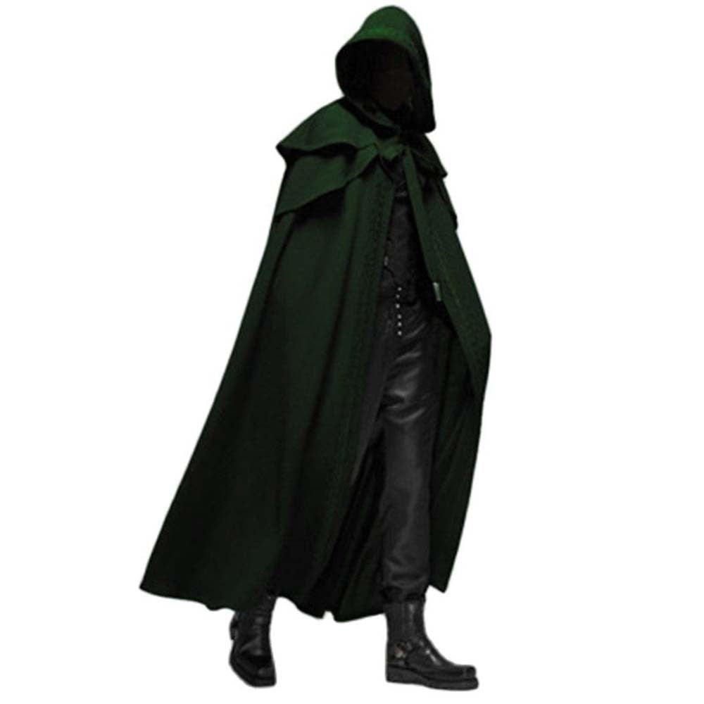 Dark green hooded cloak on a white background