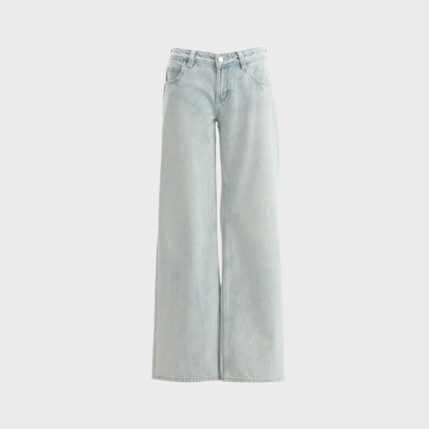 High-waisted light wash wide-leg jeans in classic denim style