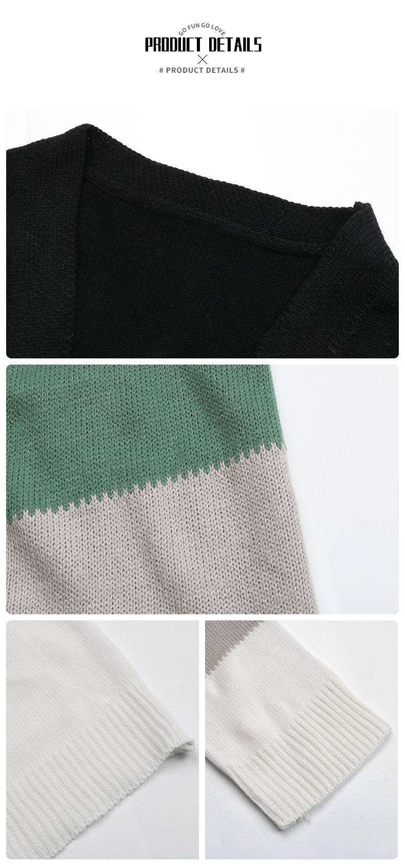 Knit fabric close-up in black and green color blocks