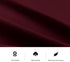 Close-up of burgundy performance fabric texture with icons highlighting skin-friendly material, high elasticity, and comfort features