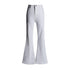 White high-waisted flare jeans product photo showing full-length view against white background with dramatic bell bottom cut