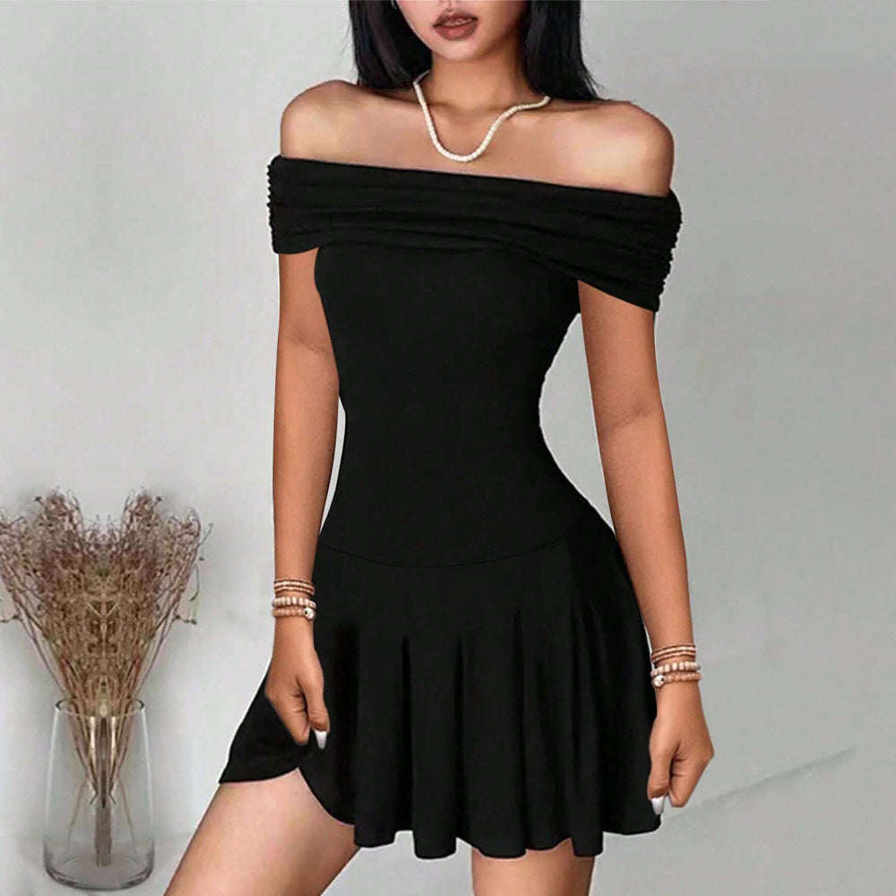 Off-Shoulder Elegant Black Mini Dress