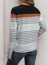 Women's casual striped top in color block design with round neck and long sleeves