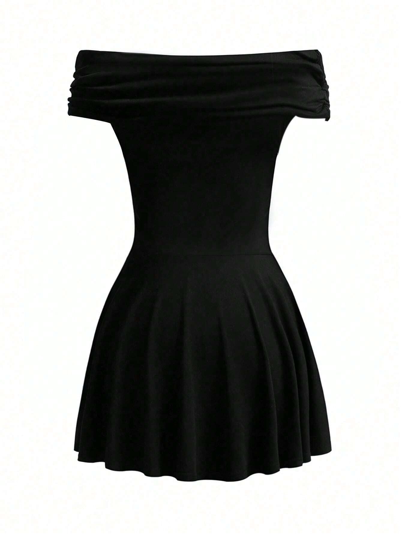 Off-Shoulder Elegant Black Mini Dress