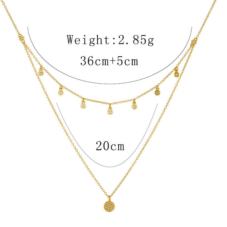 Measurement diagram of gold layered CZ choker with weight and chain length.