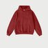 Burgundy pullover hoodie with kangaroo pocket and hood on white background