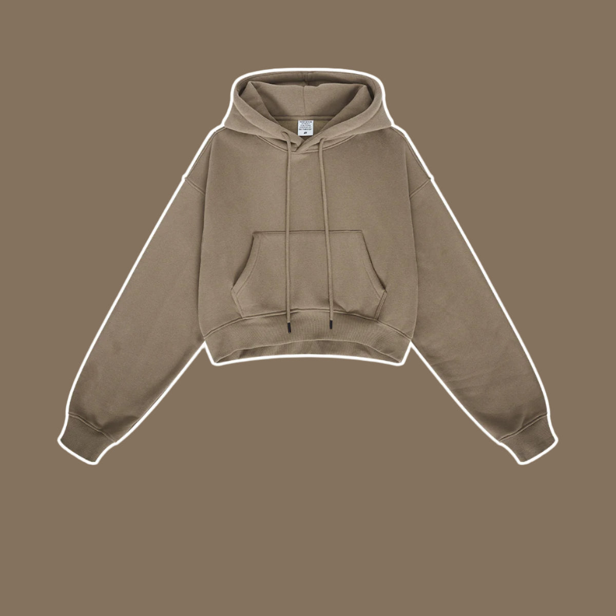Taupe Cropped Hoodie – Urban Loungewear Sweatshirt – A stylish taupe hoodie with an oversized fit, making it a perfect streetwear essential