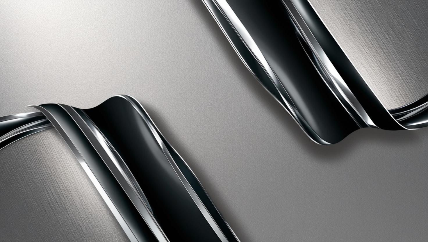 Abstract design with elegant silver and black metallic waves on grey background