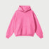 Pink oversized hoodie with front pocket on light gray background