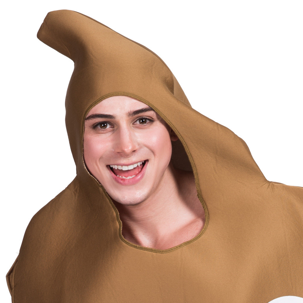 Adult poop emoji Halloween costume with hood and large eyes