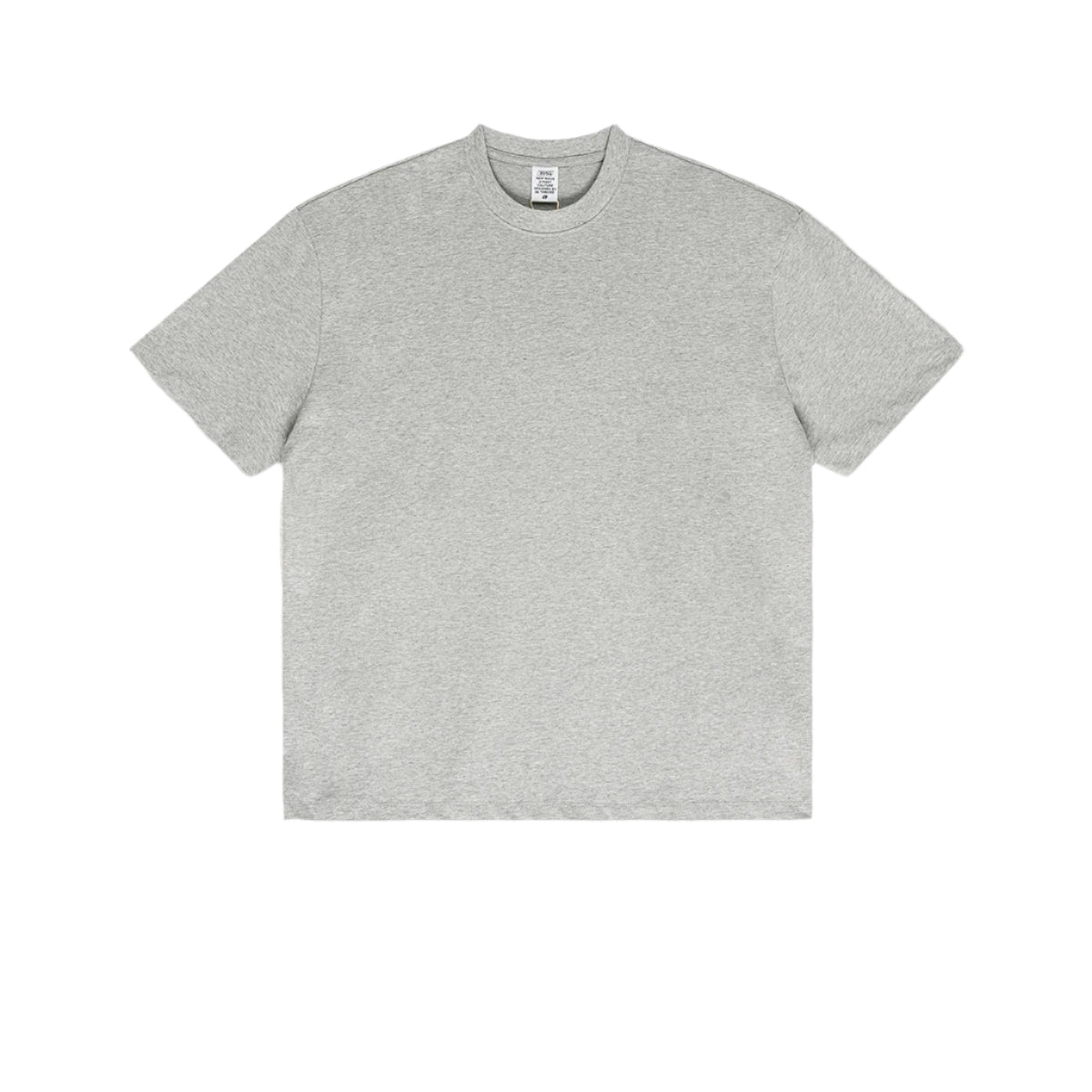 Heather gray basic t-shirt with crew neck and short sleeves, shown flat on white background