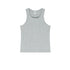 Gray ribbed tank top displayed flat, highlighting its soft fabric