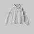 Heather gray hoodie with kangaroo pocket and drawstring hood on light background