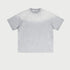 Light heather gray oversized t-shirt with raglan sleeves displayed flat against light gray background
