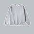 Heather gray crewneck sweatshirt with ribbed collar, cuffs and hem displayed against light gray background