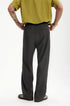 Rear angle of dark gray mens dress pants showing clean silhouette