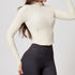 Beige sports zip up jacket with fitted long sleeve design
