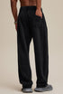 Black baggy sweatpants, back view with single pocket