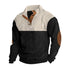black and beige corduroy button sweatshirt for men with elbow patches