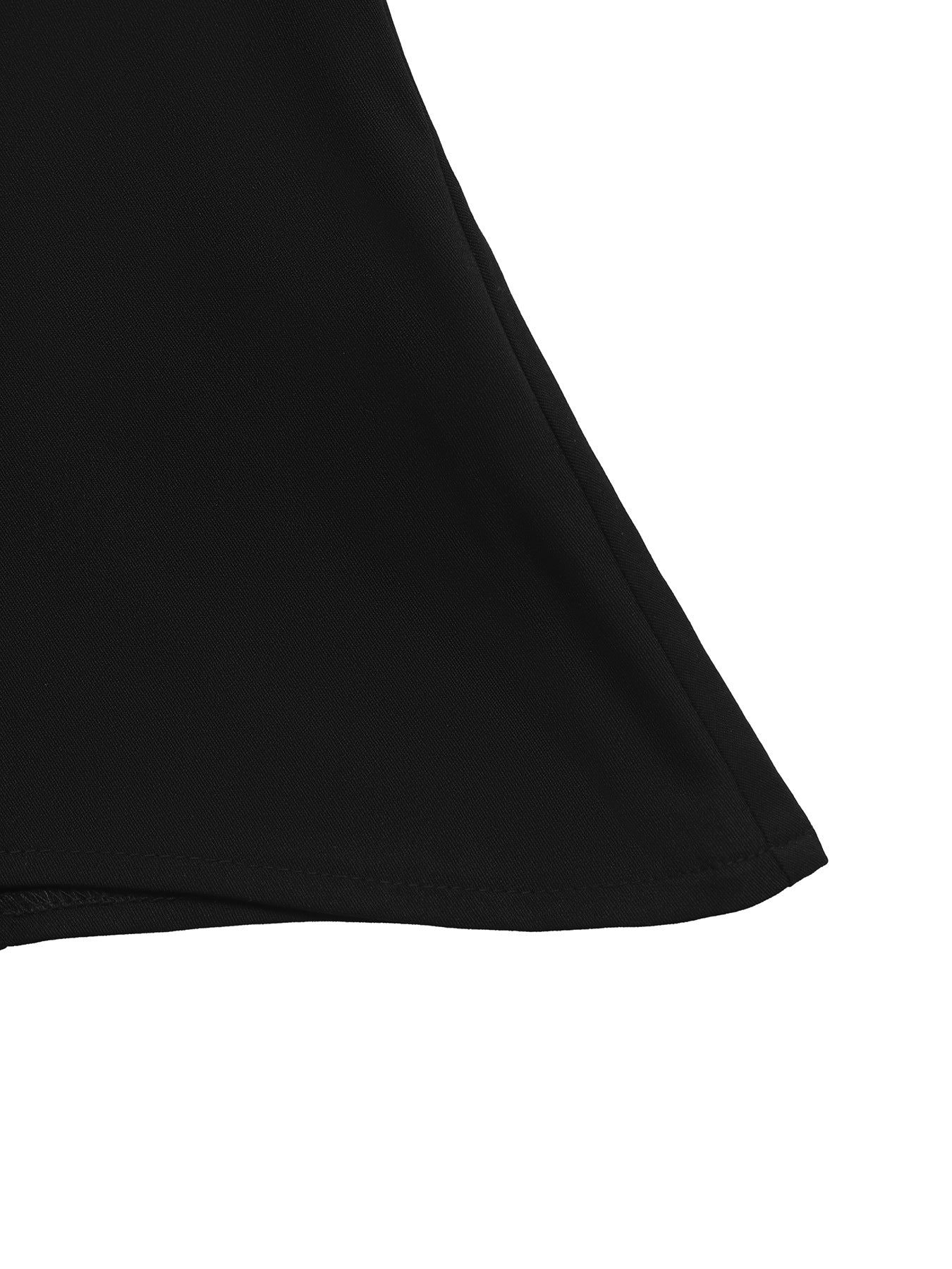 close-up of black cape top hemline