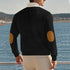 black corduroy button sweatshirt for men outdoor back view