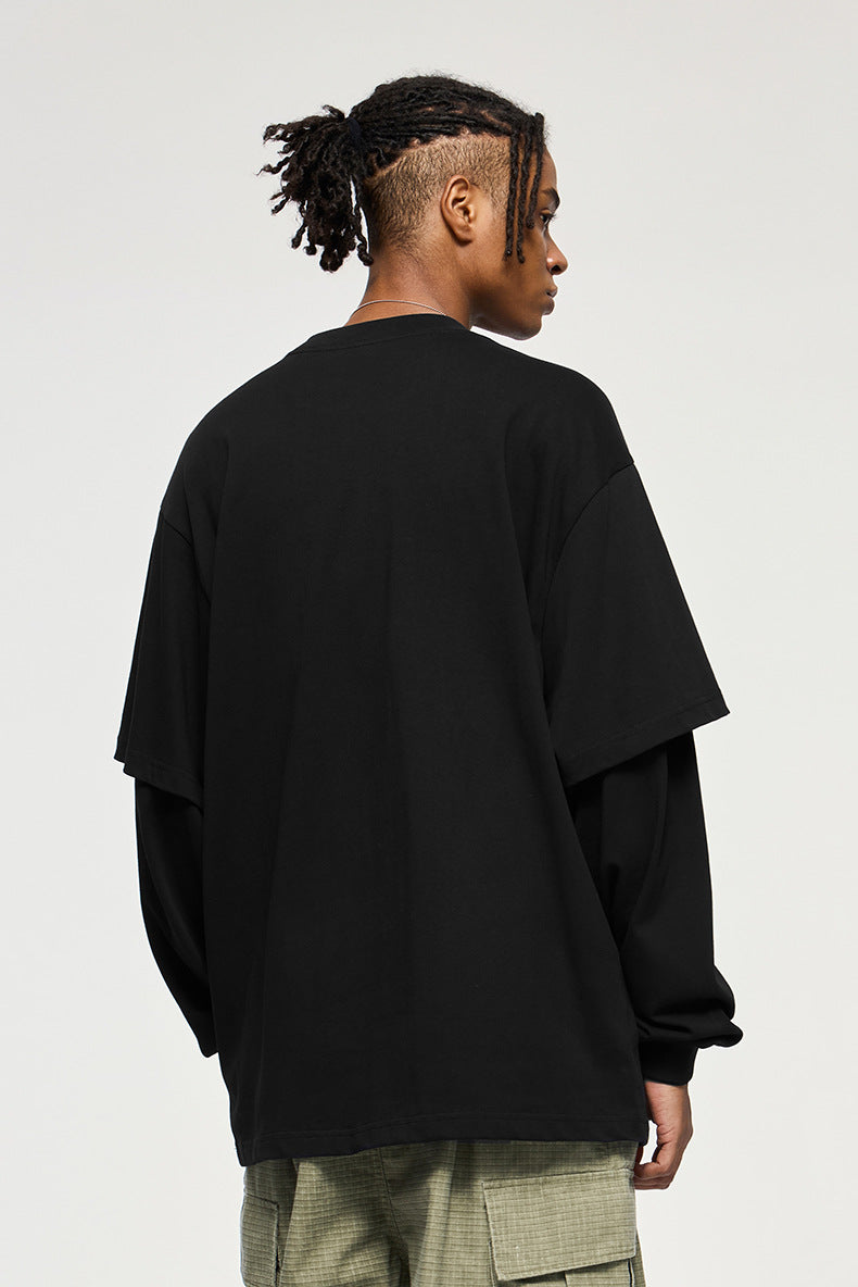 Back view oversized black long sleeve t-shirt for men